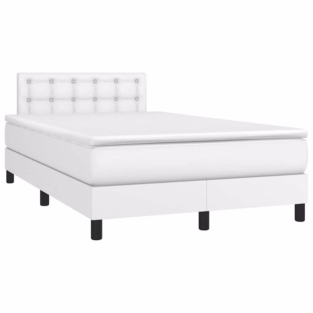 vidaXL Giroletto con Materasso Ibrido e Illuminazione LED Bianco in Similpelle L/P/H: 120 x 200 x 88 cm