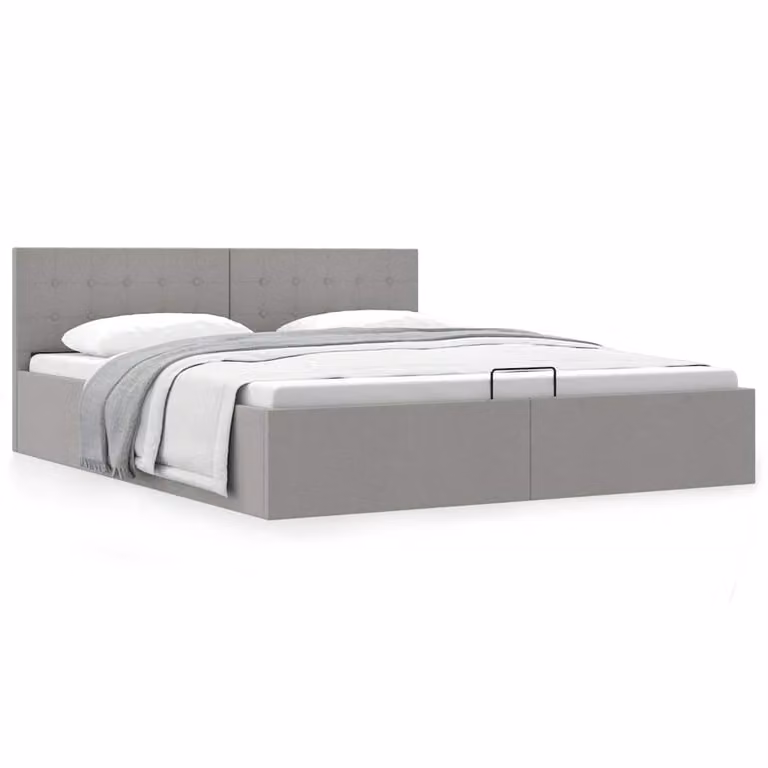 vidaXL Giroletto con Contenitore Grigio Chiaro in Tessuto L/P/H: 160 x 200 x 168 cm