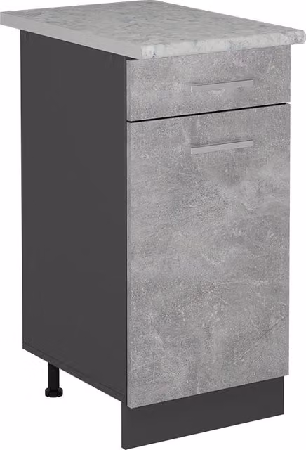Mobiletto base per cucina Vicco R-Line Calcestruzzo/Antracite con piano in marmo L 40 cm, P 60 cm, H 81,6 cm