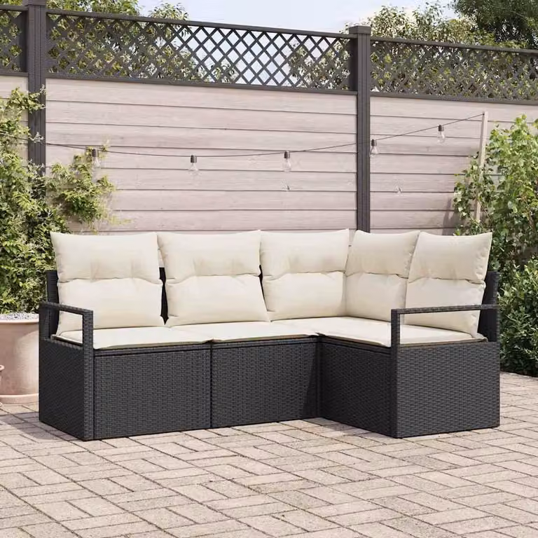 Maison Exclusive - Set di divani da esterno, 4 pezzi, colore nero [Materiale sintetico]: rattan sintetico