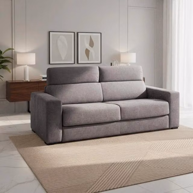 Divano letto 3 posti Crien in tessuto Penelope22 grigio con funzione letto e poggiatesta regolabile