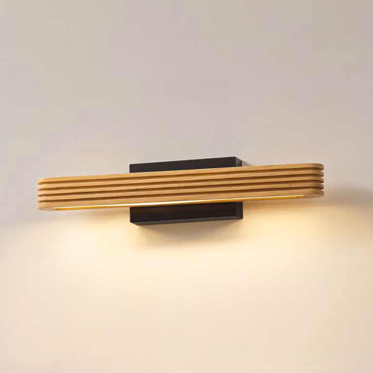 Applique Lieske Lucande, Legno chiaro, Soggiorno / Sala da pranzo, Legno, Moderno, Applique