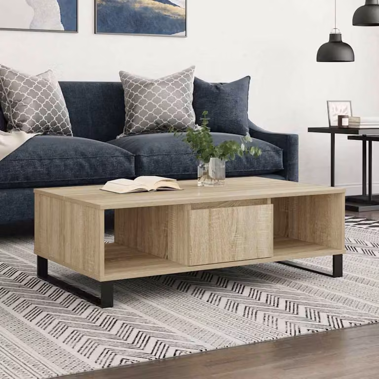 Tavolino da salotto vidaXL in legno e metallo color rovere, L 104 cm x P 60 cm x H 35 cm