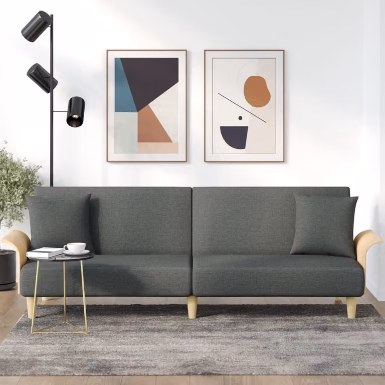 Maison Exclusive - Divano letto con braccioli, tessuto grigio scuro