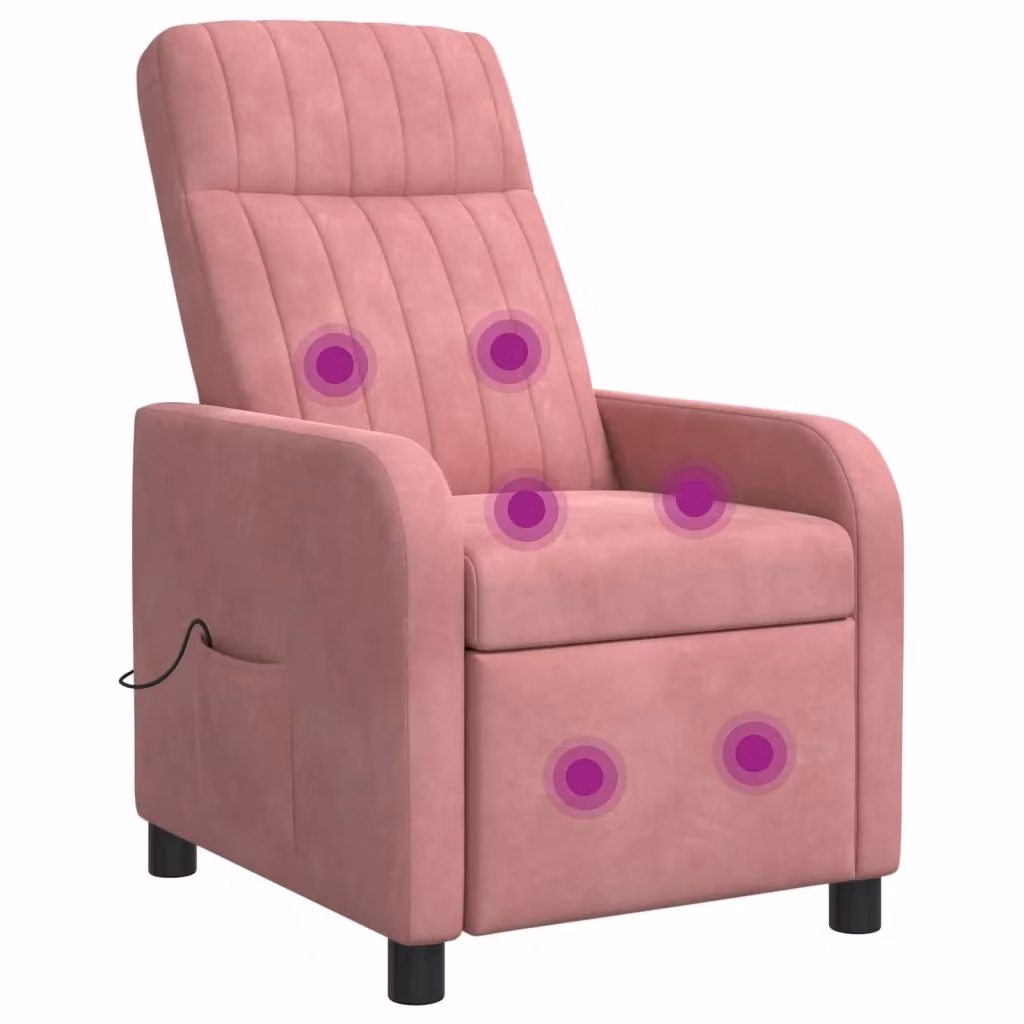 Poltrona Relax Recliner in Velluto Rosa con Braccioli e Design Moderno – 2