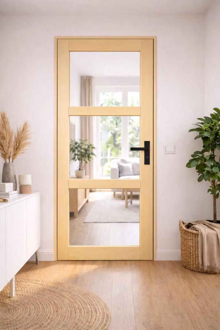 Bloc porta Ayous vetro trasparente H204 x L83 cm, lato tavolo P. sinistra, maniglia GD MENUISERIES