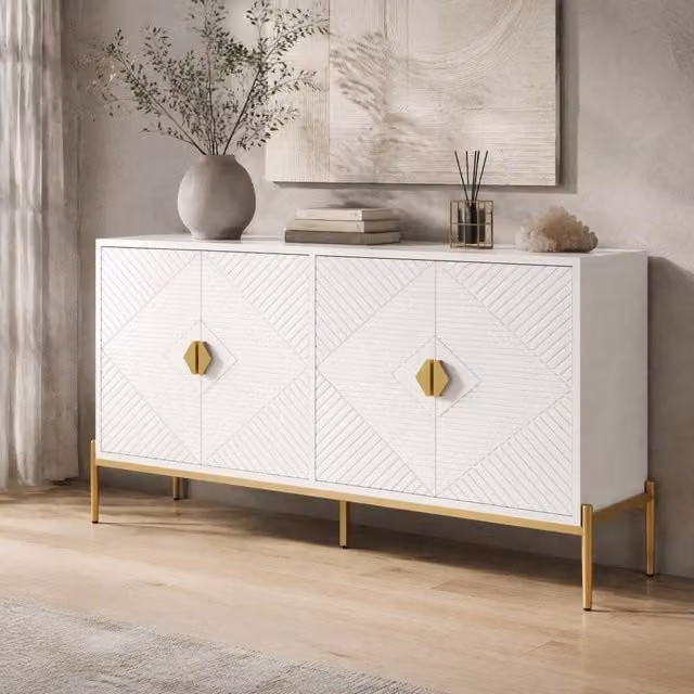 Credenza moderna 162 x 40 x 80 cm in MDF e truciolare; bianco