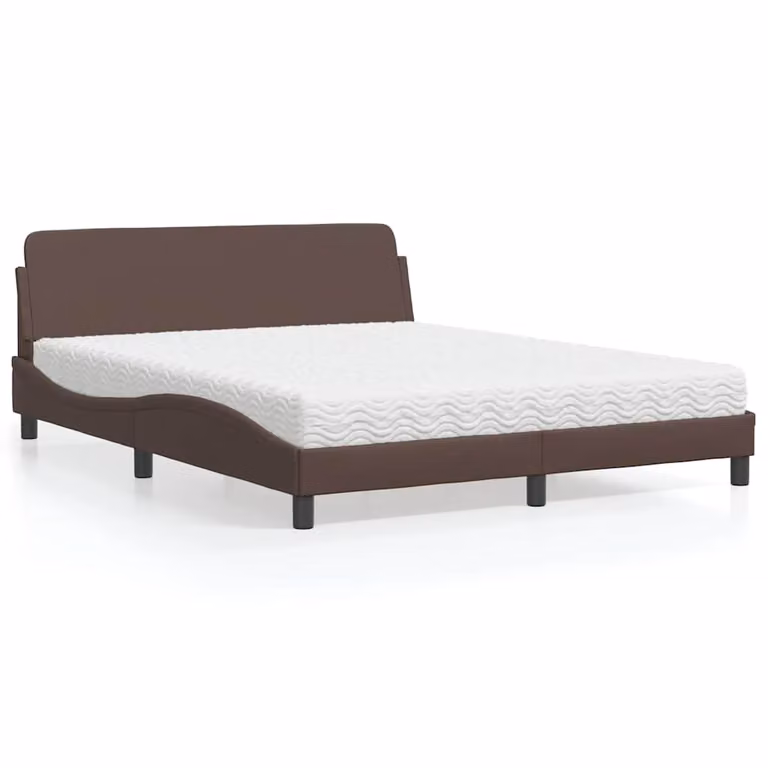 Letto con Materasso Dover vidaXL in Similpelle Marrone L/P/H: 218 x 160 x 74,5 cm