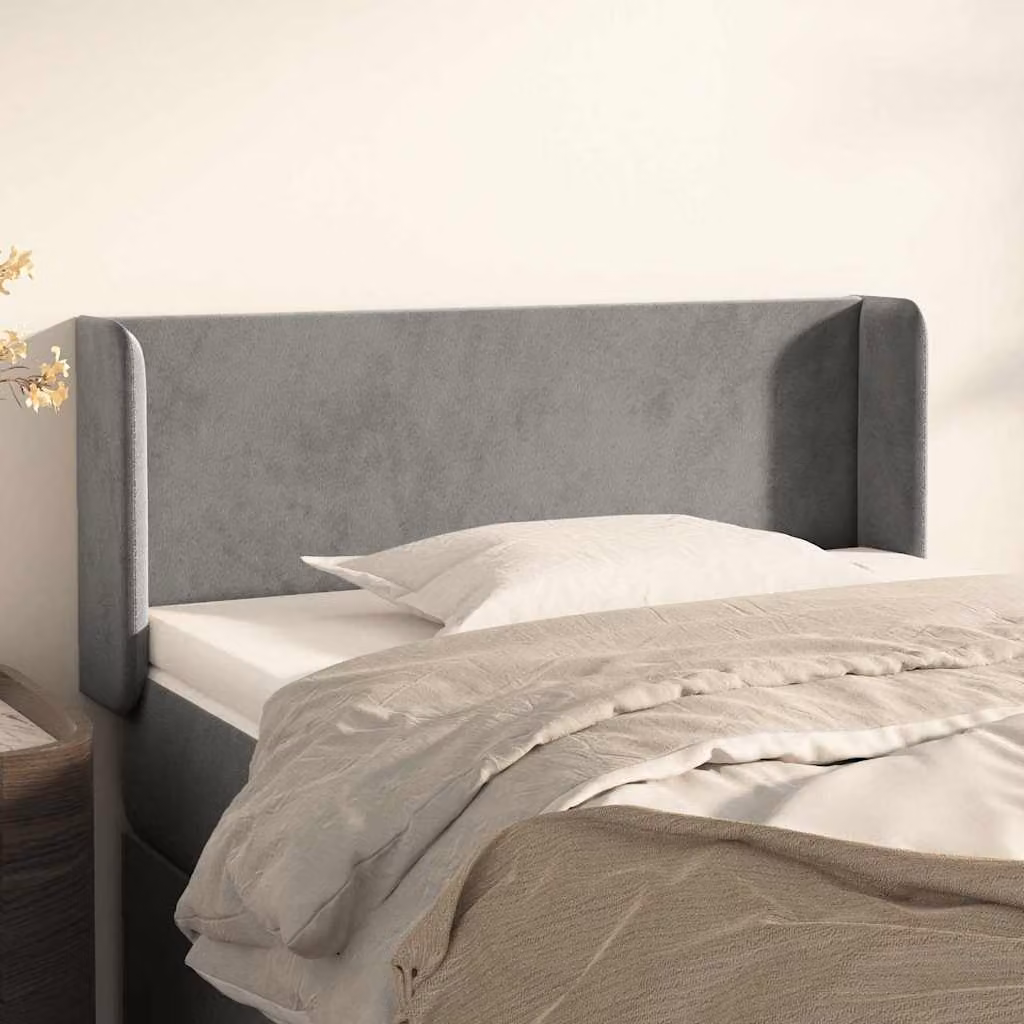 Testiera ad orecchio vidaXL in velluto grigio chiaro L: 103 cm, P: 16 cm, H: 78-88 cm