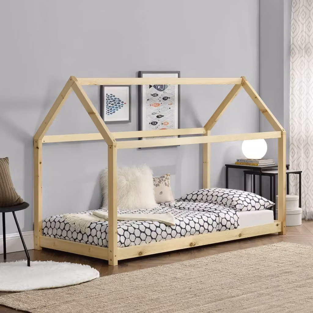 Letto per camerata a forma di casetta Netstal en.casa in legno di pino naturale L/P/H: 200 x 90 x 142 cm – 2