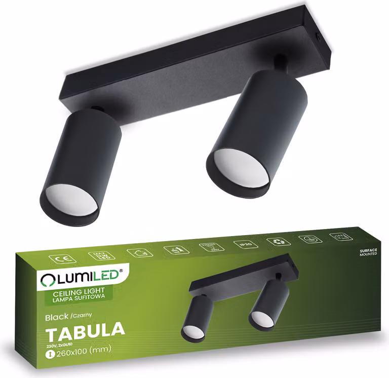 LUMILED plafoniera spot da soffitto attacco GU10 faretto da soffitto a 2 luci faretto da soffitto lampada da soffitto lampada da soffitto spot orientabile girevole 230V