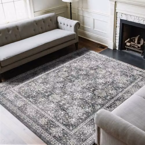 Tappeto VEVOR Grande per Salotto e Camera da Letto, Grigio, Lavabile e Antiscivolo, L: 243,9 cm x P: 304,8 cm