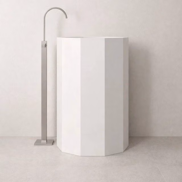 Lavabo da centro stanza erik in artificial stone free standing bianco opaco *** confezione 1