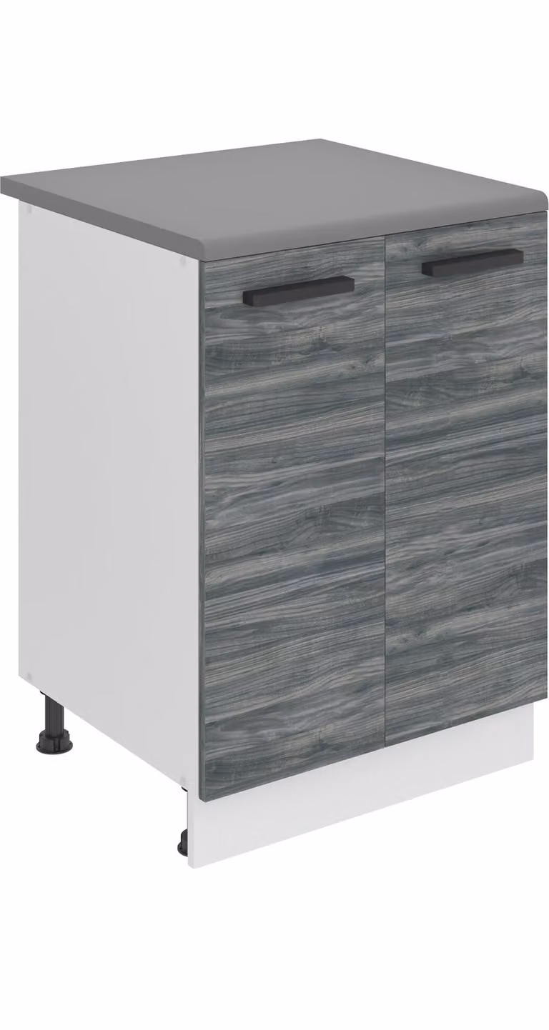 Base da cucina Belini, base da cucina larga 60 cm. SD2 Base per cucina con piano di lavoro. Mobile da cucina a 2 ante, Glamour Wood