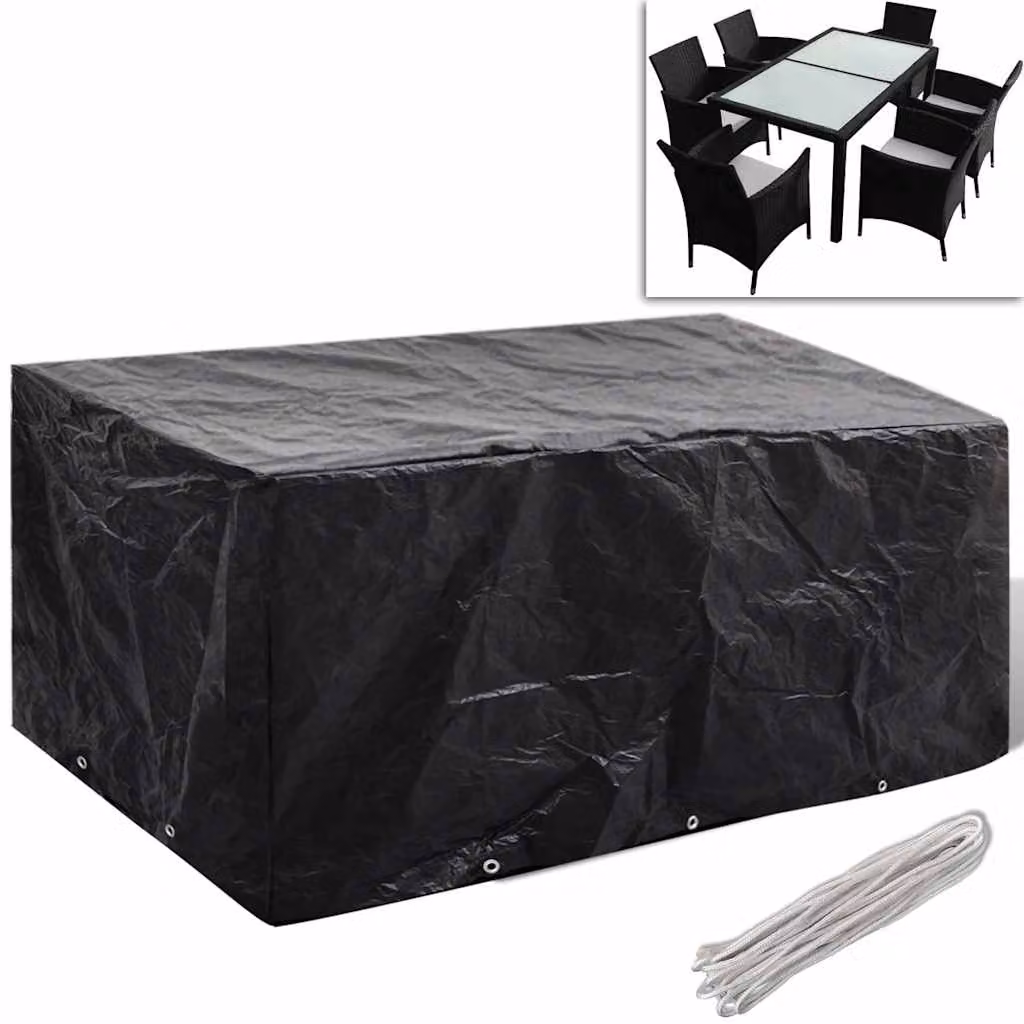 Copertura per Mobili da Giardino vidaXL con 8 Occhielli, Colore Nero, L 240 x P 140 x H 90 cm – 1