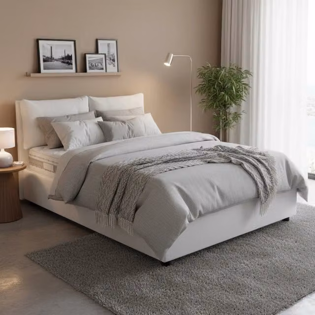 Letto Matrimoniale Andrealo Talamo Italia con Materasso Incluso, Bianco, L/P: 160 x 200 cm