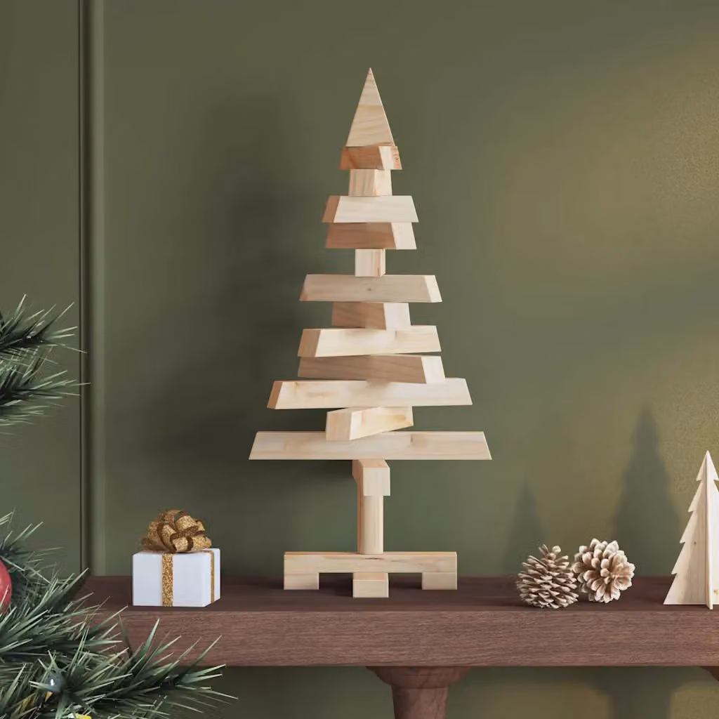 Albero di Natale vidaXL KOTKA in legno di pino massello, colore naturale, H 60 cm