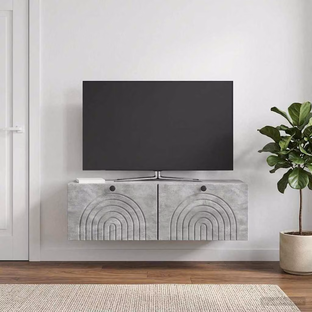 vidaXL Mobile Porta TV da Muro Grigio Cemento L: 98 cm, P: 31 cm, H: 30 cm