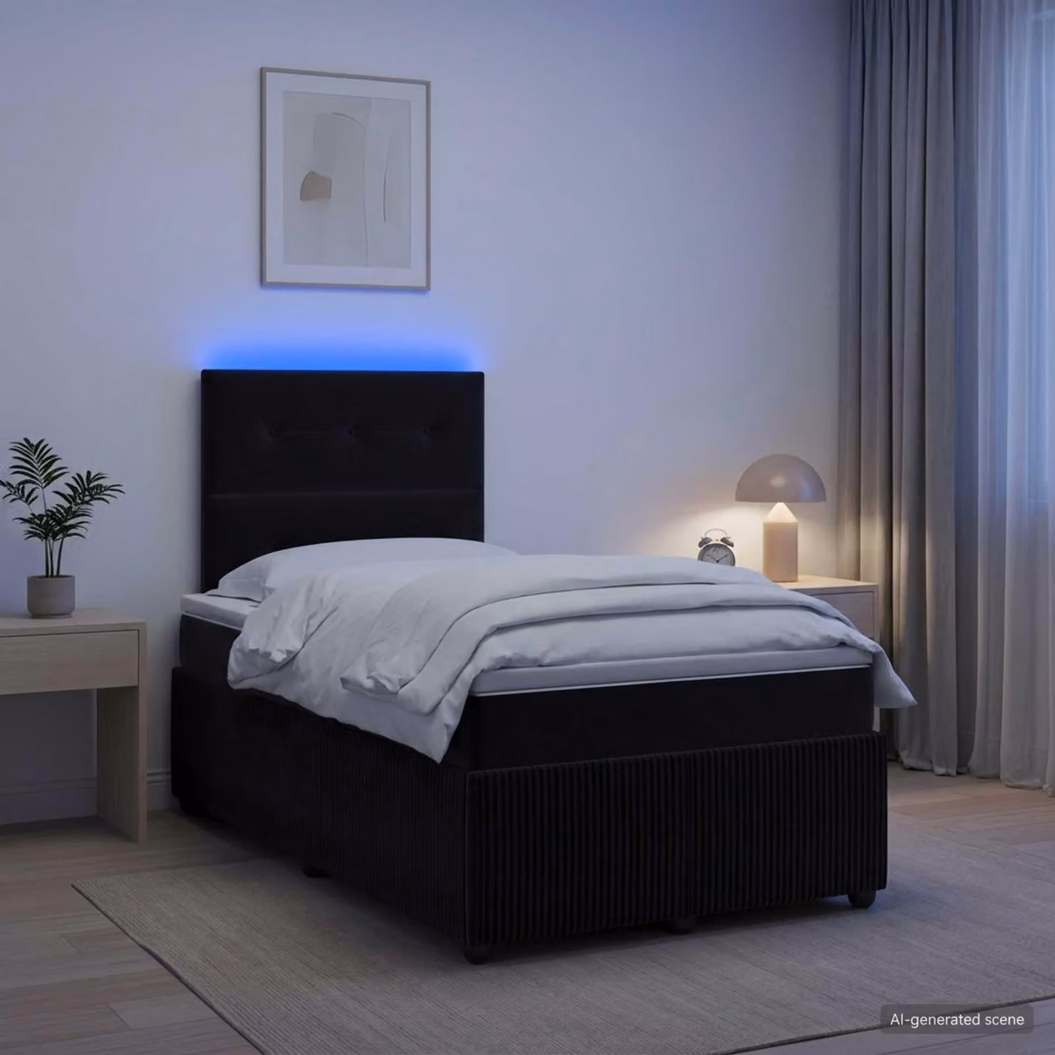 Maison Exclusive - Letto boxspring a LED con materasso nero 120 x 190 cm in velluto