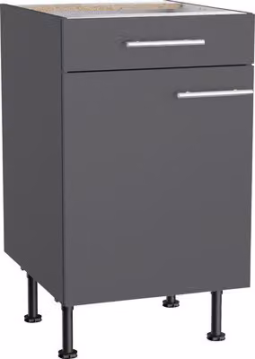 Mobile base Optifit con cassetto e anta a battente Ingvar420 LxPxA 50 x 58,4 x 87 cm antracite opaco, smontato, apertura reversibile