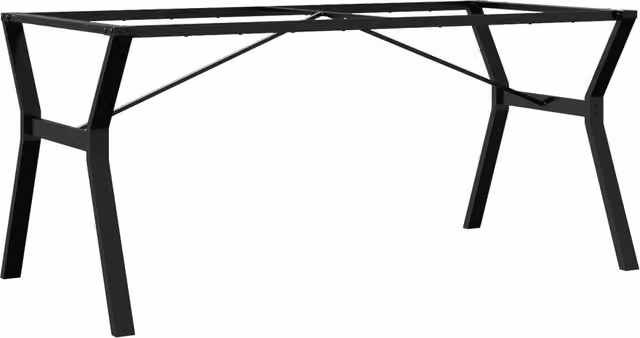 Gambe per tavolo da pranzo in metallo a forma di Y in stile industriale HELLOSHOP26, colore nero laccato, L/P/H: 160 x 80 x 73 cm