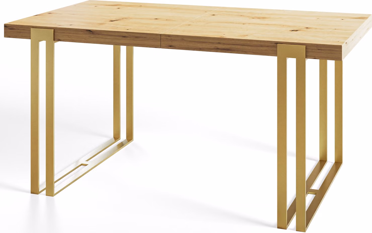 Tavolo rettangolare per sala da pranzo ROSA, dimensioni: 160X90X77 cm, tavolo per soggiorno colore: ARTISAN, con gambe in metallo color oro