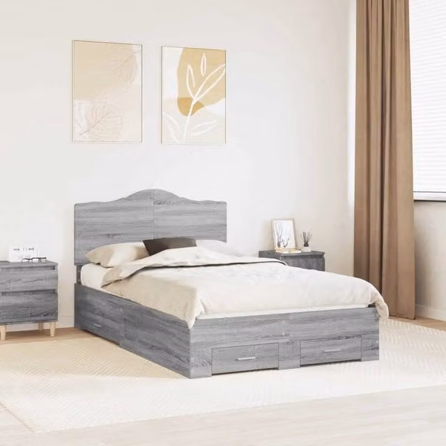 Struttura del letto con cassetto Grigio Sonoma 120 x 190 cm 3413635