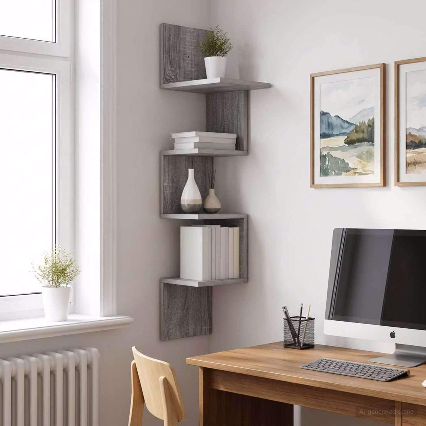 Scaffale da parete moderno vidaXL in MDF grigio L 32 cm x P 21 cm x H 107 cm