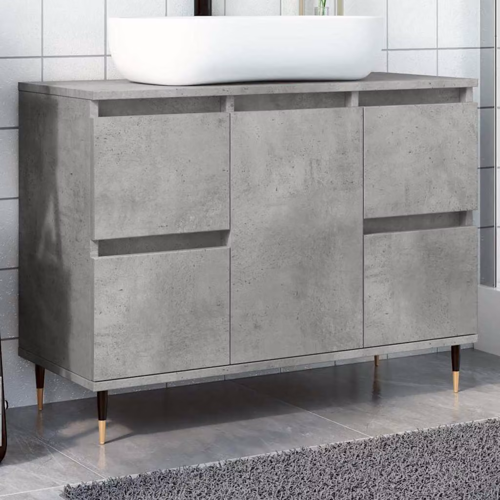 Armadietto da bagno vidaXL in stile industriale grigio con ante a battente e cassetti L: 80 cm, P: 33 cm, H: 60 cm