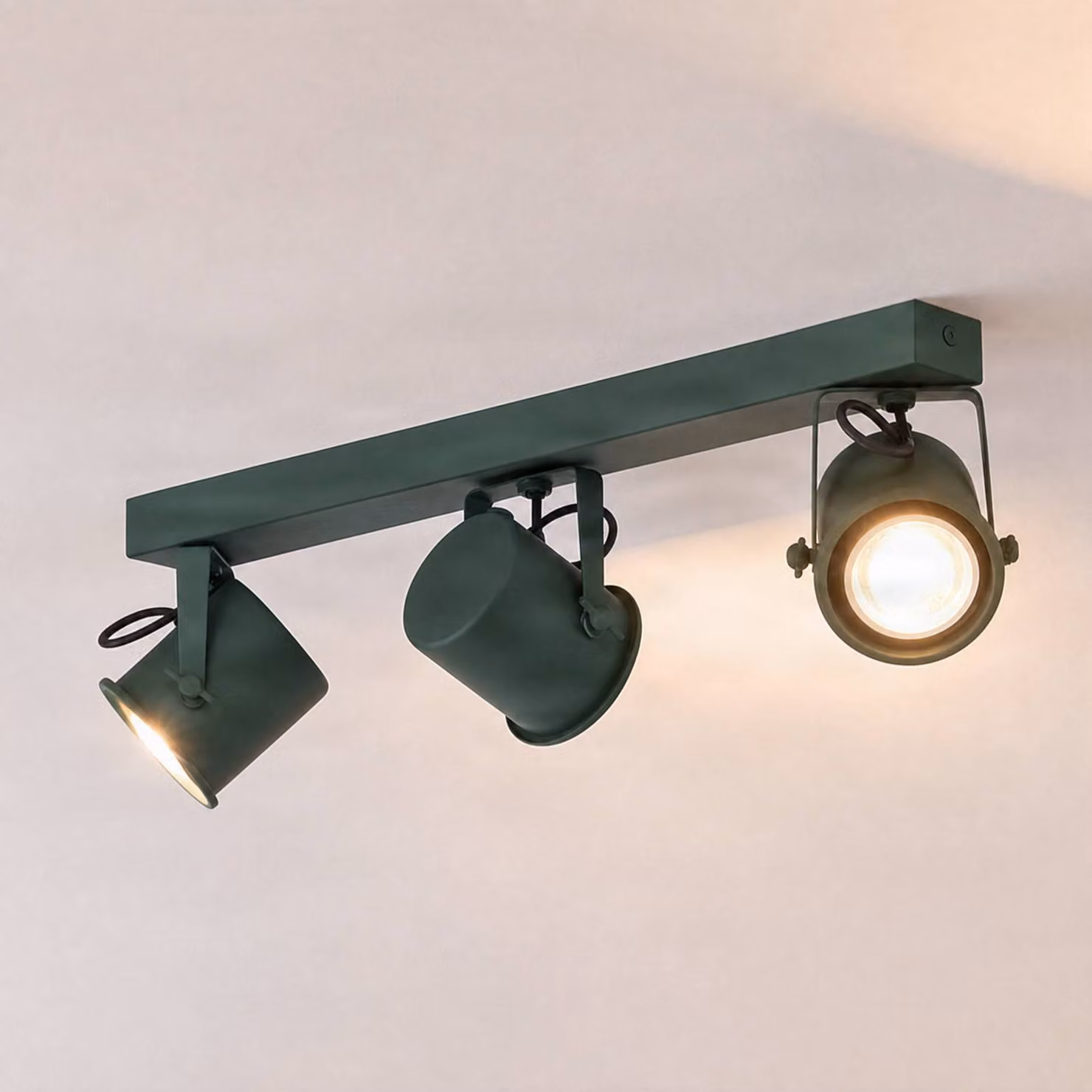 Faretto da soffitto Canico, a 3 luci, verde Canico Argon, dimmerabile, Verde, Soggiorno / Sala da pranzo, Metallo, Moderno, Faretto alogeno