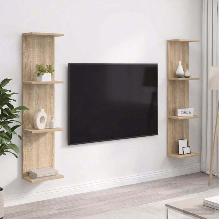 Set di 2 scaffali da parete vidaXL in MDF color marrone, L/P/H: 25 x 15 x 100 cm