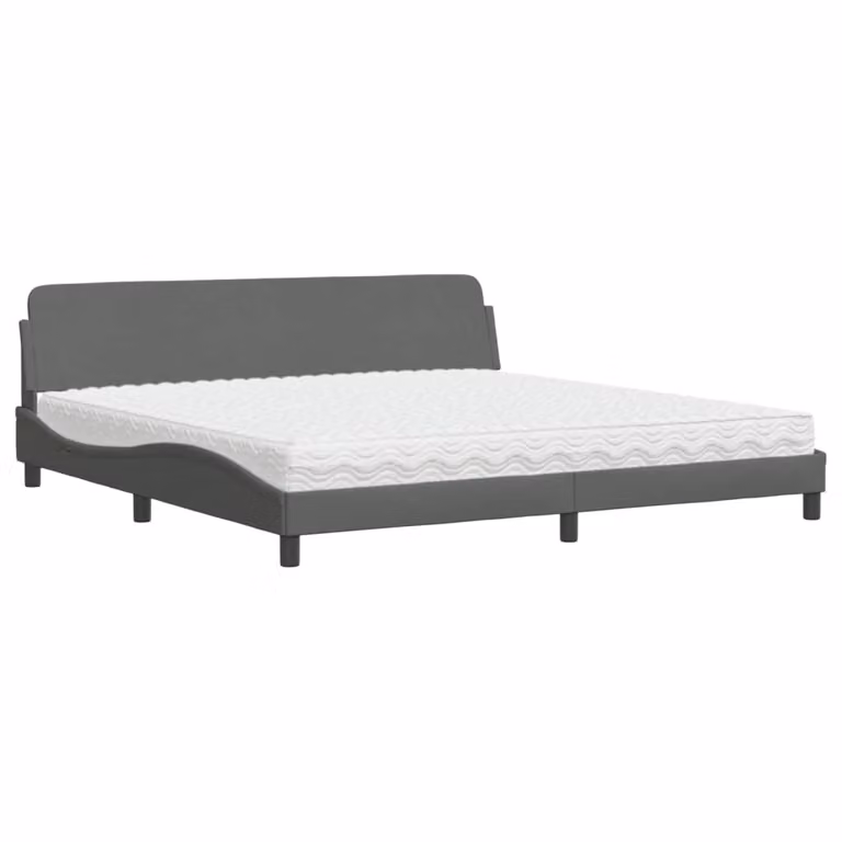 Letto con Materasso Dover Grigio Scuro 200x200 cm in Tessuto