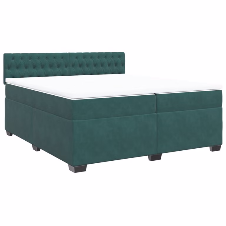 Giroletto a Molle con Materasso Verde Scuro 200x200 cm Velluto