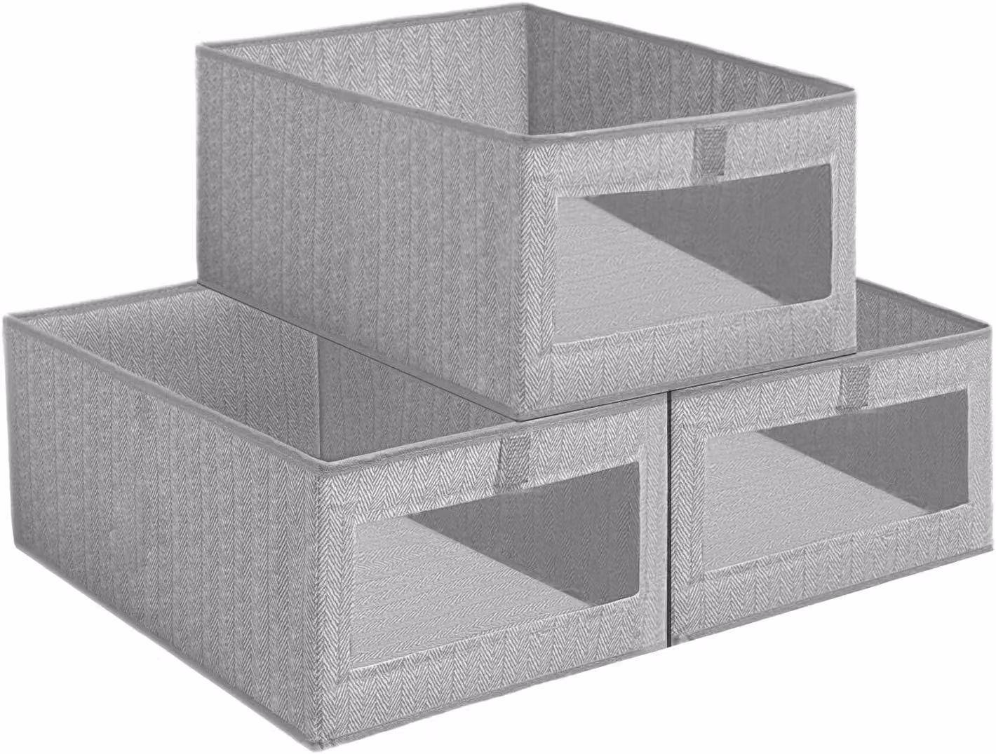 Contenitori pieghevoli, set da 3, dimensioni 40x30x19,5 cm, con finestra trasparente, ideali per riporre vestiti