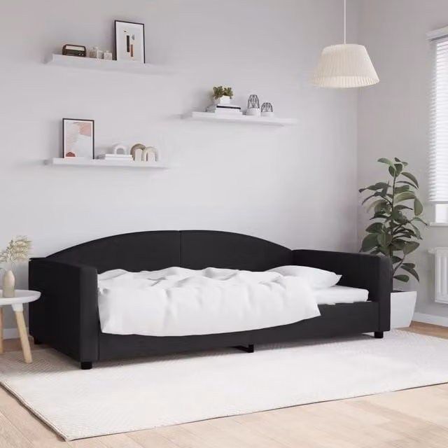 Letto da giorno moderno vidaXL in tessuto nero per adulti – 1