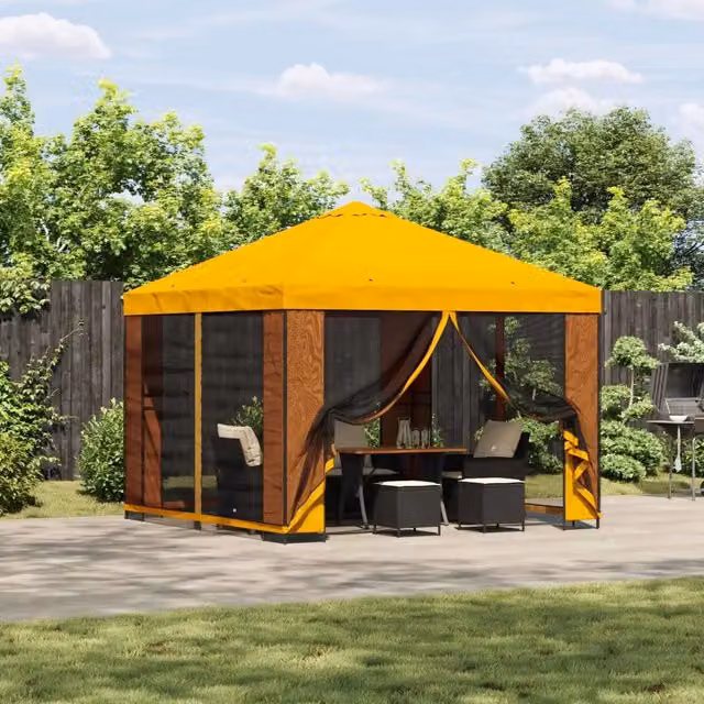 Gazebo 3 x 3 m Giallo Poliestere e Acciaio 190 gsm 900332