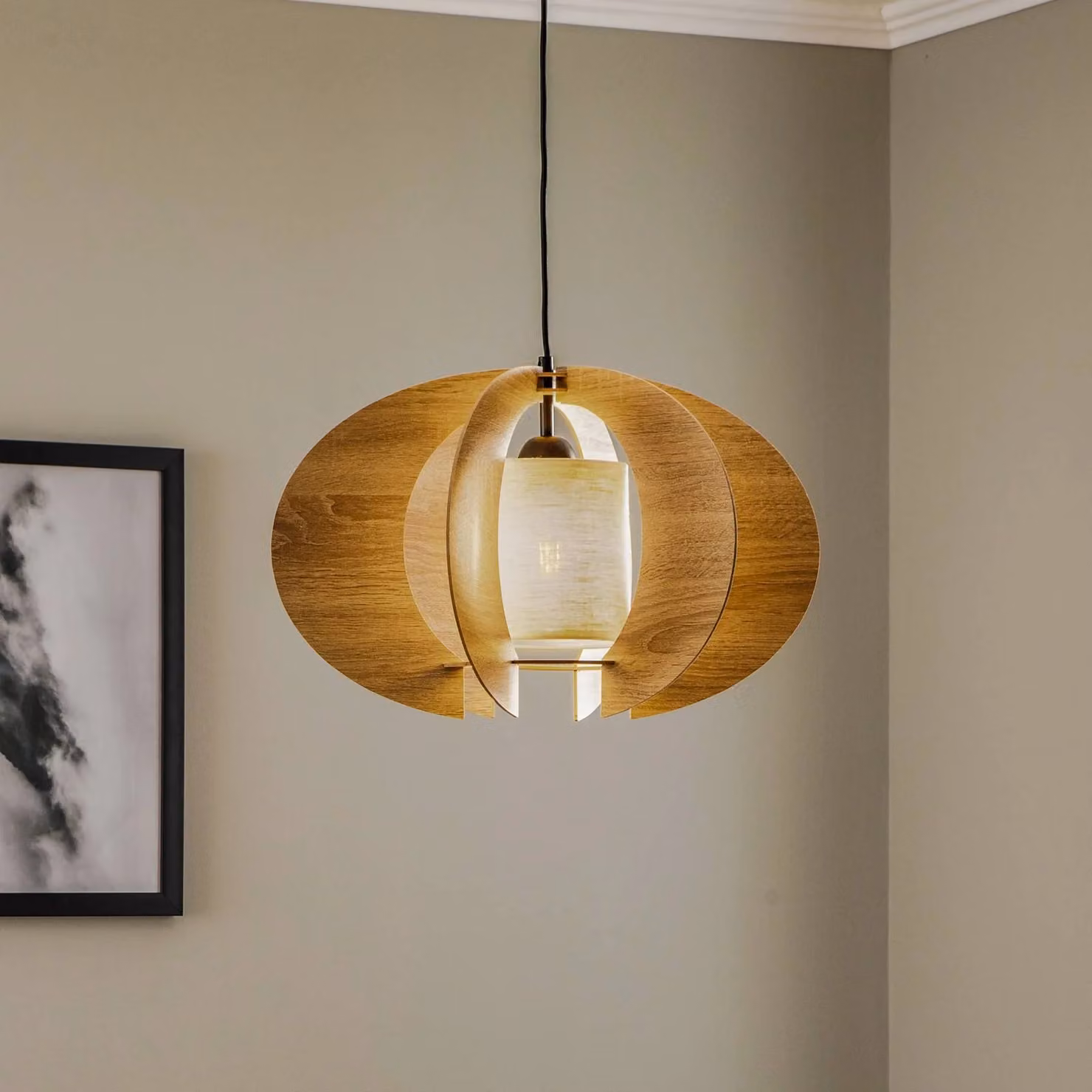 Lampada a sospensione Modern C M SIGMA, dimmerabile, Legno chiaro, Soggiorno / Sala da pranzo, Legno, Moderno, Lampada a sospensione