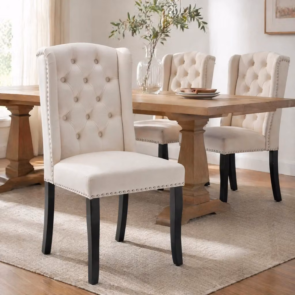 Set di 2 sedie da pranzo Mivray in velluto beige con gambe in quercia – 2