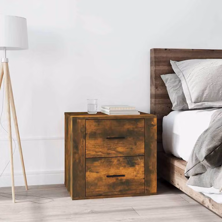 Comodino moderno vidaXL in legno rovere fumo L: 50 cm, P: 39 cm, H: 47 cm