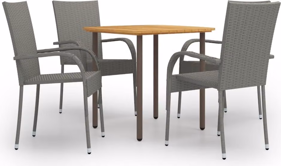 Maison Exclusive - Set Mobili da Pranzo Giardino 5 pz in Polyrattan Grigio
