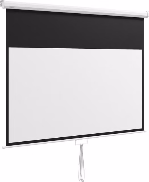 Telo Proiettore HOMCOM 80 pollici 16:9 con Corda di Regolazione, Bianco, L 187 cm x H 150 cm x P 8 cm