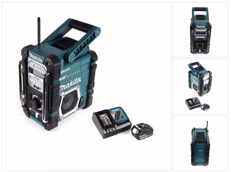 Makita DMR 112 RG1 Radio da cantiere a batteria 7,2 - 18V Bluetooth DAB+ + 1x batteria da 6,0Ah + caricabatterie