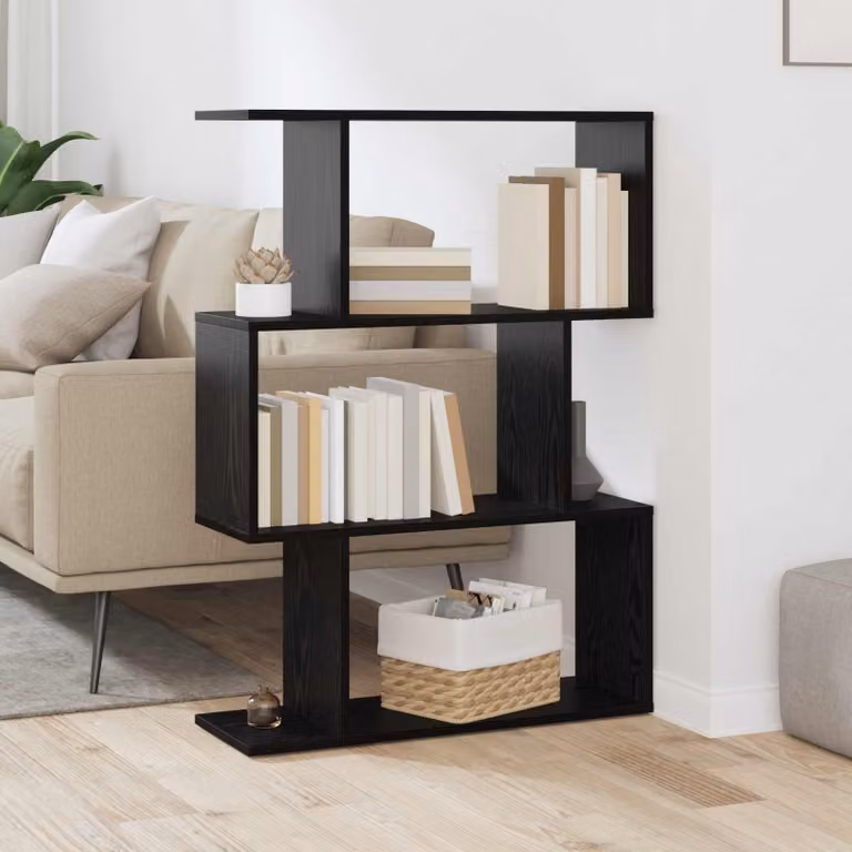 vidaXL Armadio per Libri Moderno a 3 Livelli in MDF, Colore Rovere e Nero, L 70 cm x P 24 cm x H 97 cm