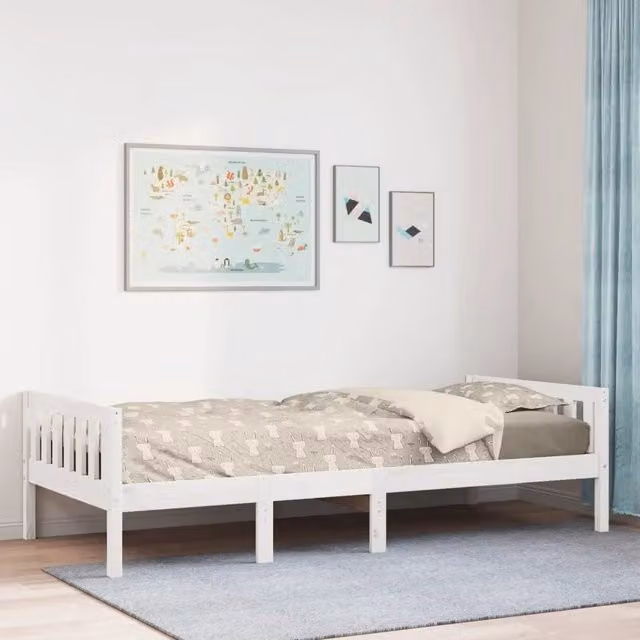 Letto per bambini vidaXL in legno massello di pino bianco con doghe fisse L/P: 200 x 90 cm