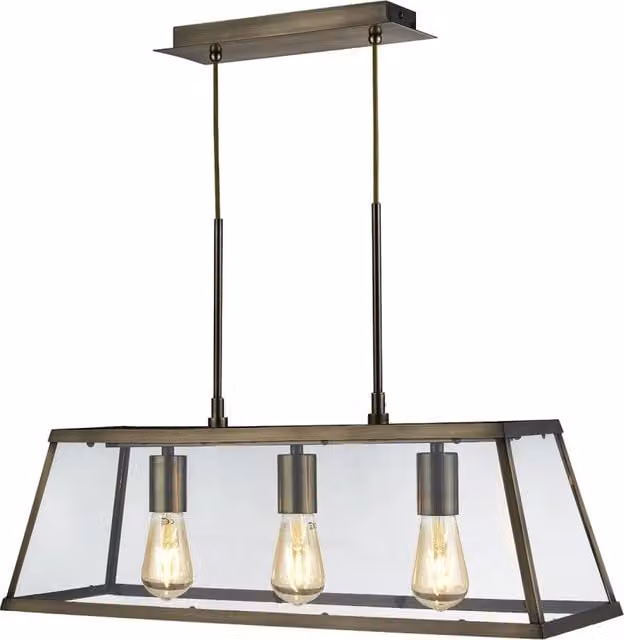 Lampadario Contemporaneo Viaggiatore Acciaio Ottone Vetro 3 Luci E27