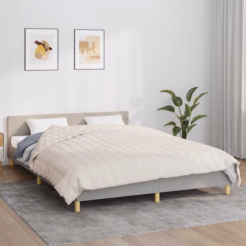 Coperta Ponderata vidaXL in Microfibra e Cotone, Beige, L: 200 cm, P: 225 cm, 9 kg