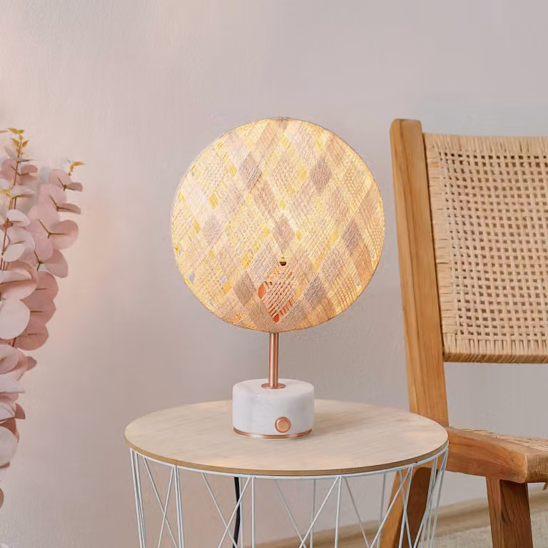 Forestier Lampada da tavolo di design Chanpen S, dimmerabile, Crema / Ambra, Soggiorno / Sala da pranzo, Design, Lampada da tavolo
