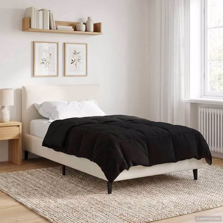 Piumone Completo Annuale 4 Stagioni vidaXL in Microfibra Reversibile e Traspirante, Nero, L 135 x P 220 cm