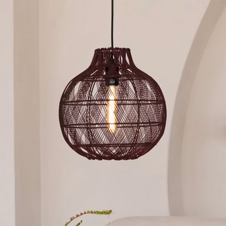Good & Mojo Lampada a sospensione Mendoza, dimmerabile, Rosso, Soggiorno / Sala da pranzo, bambù, Design, Lampada a sospensione