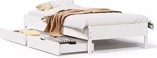 Letto singolo | Letto per adulti | Letto senza Materasso Bianco 90x190 cm in Legno Massello Pino